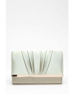 Quiz Sage Satin Pleated Clutch Bag - White