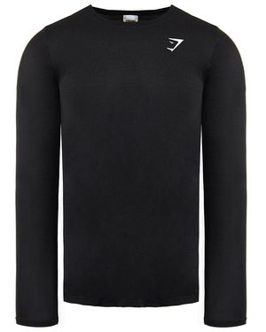 GYMSHARK Long Sleeve Crew Neck Vital Top Nylon - Black