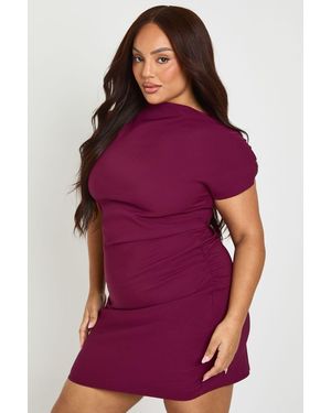 Boohoo Plus Shoulder Pad Mini Dress - Purple