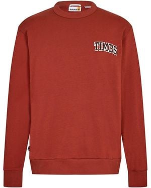 Timberland Front Timbs Graphic Crew Neck Long Sleeve Sweatshirt - Red