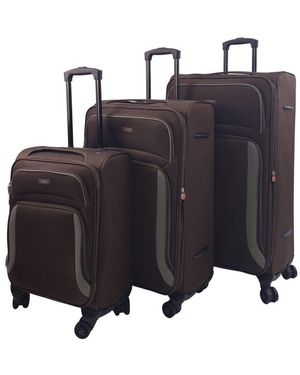 Infinity Leather Soft 3 Pcs Luggage 8 Wheel Light Travel Suitcase Set in Blue Lyst UK