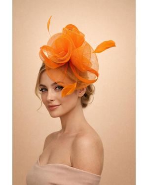 SVNX Floral Fascinator With A Wide Base - Orange