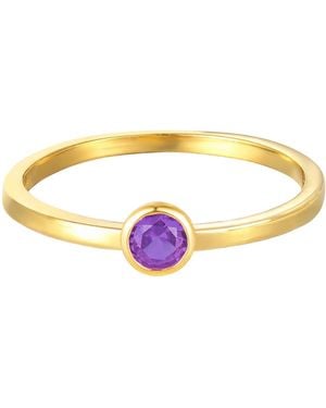 The Jewellery Stockroom Plated Birthstone Cz Rubover Ring - Metallic