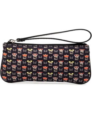 Fendi Pre-Owned Canvas Monster Clutch - Black