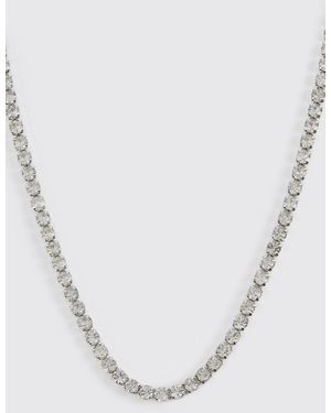 BoohooMAN Iced Chain Necklace - White