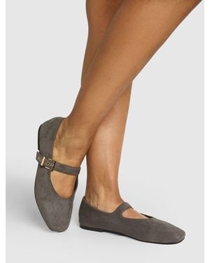 Boohoo Wide Fit Buckle Detail Mary Jane Ballet Flats - White