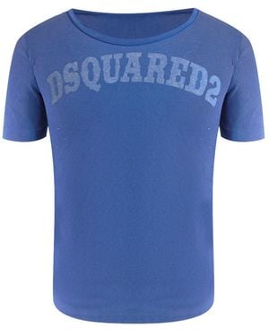 DSquared² Round Neck T-Shirt Cotton - Blue