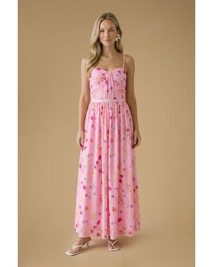 Oasis Wildflower Mesh Bandeau Maxi Dress - Pink