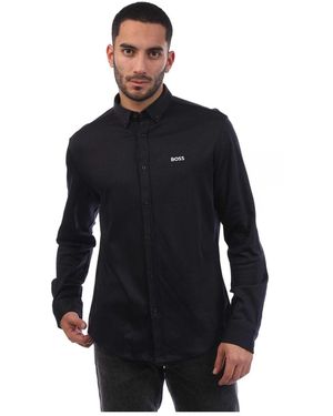 BOSS Mannen B Motion Regular Lange Mouwen Shirt (donkerblauw) - Zwart