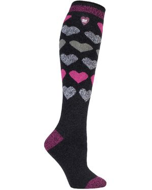 Heat Holders Ladies Thin Extra Long Lightweight Knee High Thermal Socks - Black