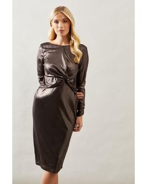 Wallis Petite Occasion Metallic Jersey Pencil Dress - Grey
