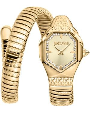 Just Cavalli Snake Watch, Colour Case, Dial, Stainless Steel Bracelet - Metallic