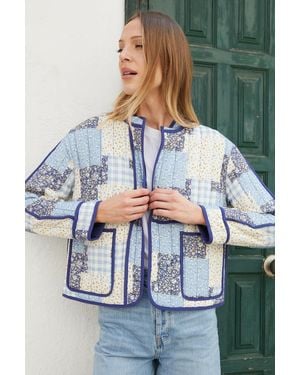 Threadbare Floral Patchwork Quilted Jacket - Grey