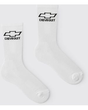 BoohooMAN Chevrolet Badge Licensed Socks - White