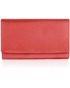 Woodland Leathers Genuine Leather Organiser Compartments Purse By - Red