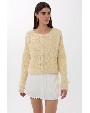 Hiccup Textured Knitted Buttoned Cardigan - White