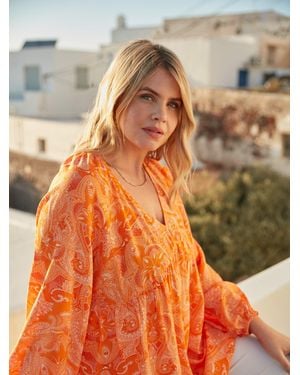 Live Unlimited Paisley V-Neck Tunic - Orange