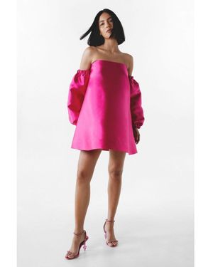 Nasty Gal Structured Bardot Puff Sleeve Mini Prom Dress