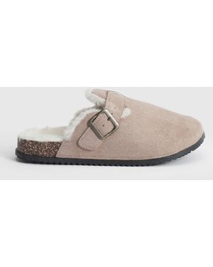 Oasis Melinda Faux Suede Fur Lined Closed Toe Footbeds - Natural