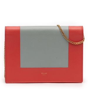 Celine Pre-Owned Leather Frame Wallet On Chain - Red