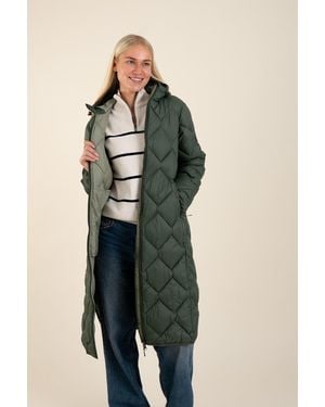 Harvey & Jones Lightweight Water Resistant Longline Quilted Jacket - Green