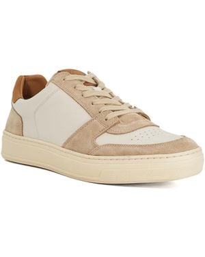Dune Tawly Leather Cup Sole Trainers - Natural