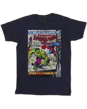 Marvel Spider- Vs Hulk Cover T-Shirt Cotton - Blue