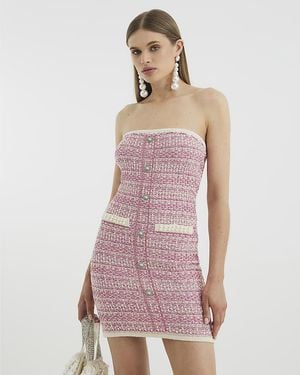 River Island Mini Dress Boucle Bandeau Cotton - Purple