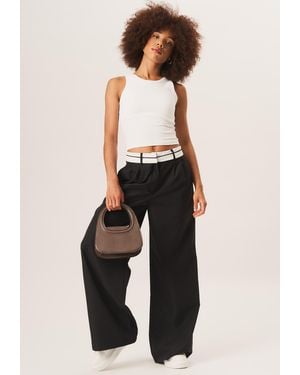 Gini London Tailored Wide Leg Trousers - Black