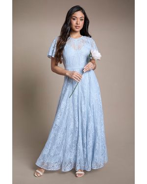 Oasis Petite Angel Sleeve Lace Bridesmaid Dress - Blue