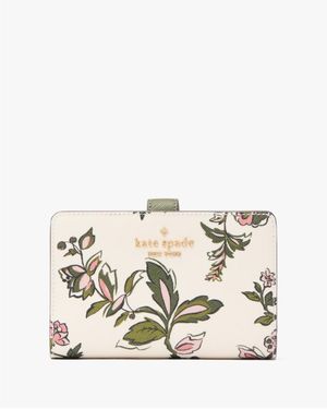 Kate Spade Madison Forest Blooms Printed Medium Compact Bifold Wallet - White