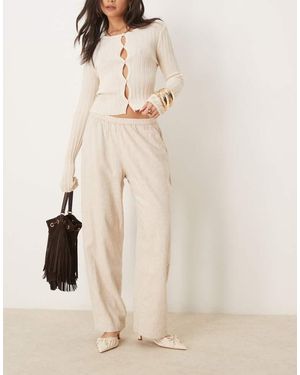 Abercrombie & Fitch Pull On Linen Blend Straight Leg Trouser - Natural