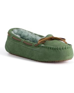 Aus Wooli Australia Stylish Sheepskin Lace Moccasin - Green