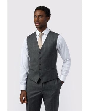 Ted Baker Single Breasted Five Button V-Neck Slim Fit Suit Waistcoat - Grey