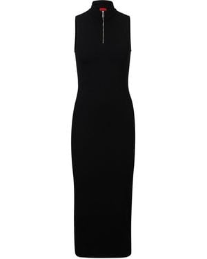 HUGO Nerie High Neck Midi Bodycon Dress - Black