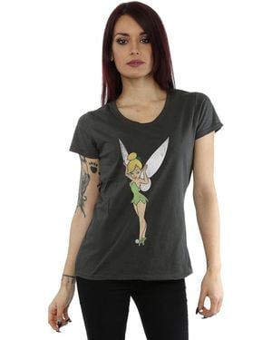 Disney Ladies Classic Tinkerbell Cotton T-Shirt (Light Graphite) - Black