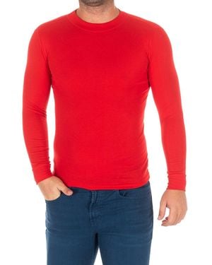 Kisses&Love Long-Sleeved T-Shirt With Half-High Collar 1625-H - Red