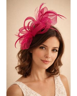SVNX Bow Feather Fascinator - Pink