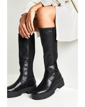 Boohoo Sock Knee High Chunky Boots - Black
