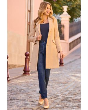 Sosandar Buttermilk Tailored Boucle Coat With Buttons - Brown