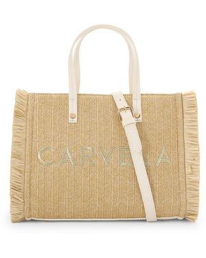 Carvela Kurt Geiger Frame Raffia Midi Bag - Natural