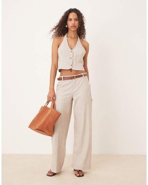 Gina Tricot Mix And Match Co-Ord Halterneck Tailored Waistcoat Vest - Natural