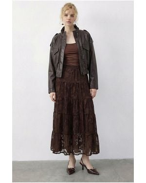 Bianco Lucci Elastane Skirt - Brown