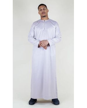 Thobez Thobe Robe Satin Emirati Islamic Jubba Eid Regular Fit - White