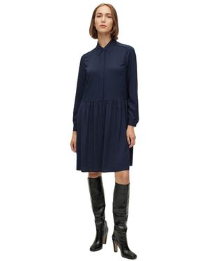 BOSS Divenala Long Sleeve Knee Length Shirt Dress - Blue