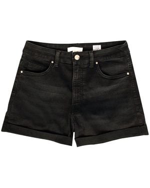 H&M Denim Turn Hem Shorts Cotton - Black