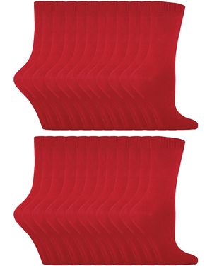 Sock Snob 24 Pairs Ladies Plain Cotton Rich Dress Socks - Red