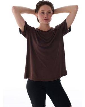 Penti Oversized Long Knit Crew Neck T-Shirt - Brown