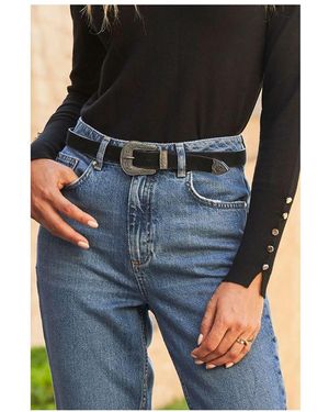 Sosandar Suede Western Buckle Waist Belt - Black