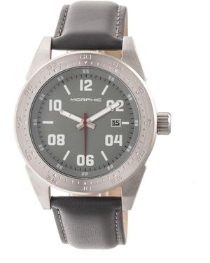 Morphic M63 Series Leather-Band Watch W/Date - Metallic